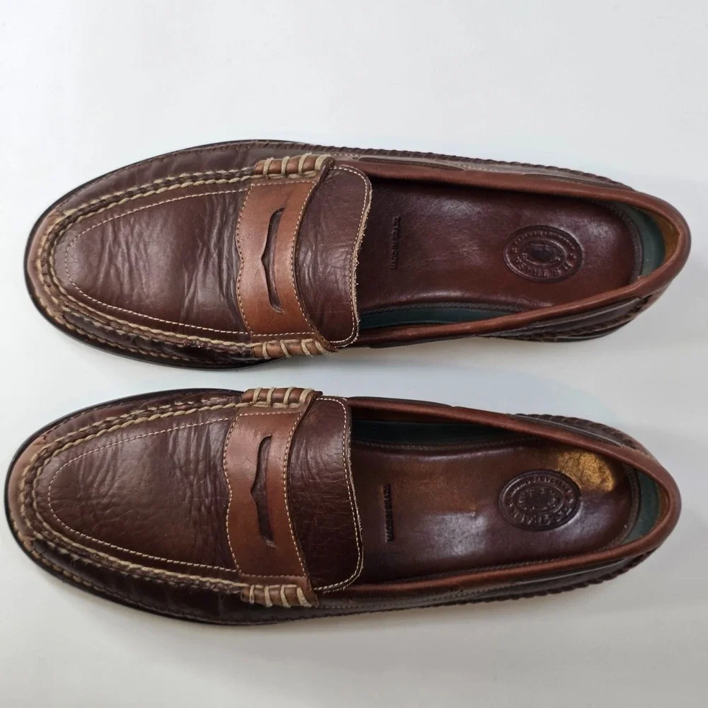 H.S. Trask Bozeman Men's Penny Loafers‎ Size 11 M Brown Leather Moc Vibram Sole